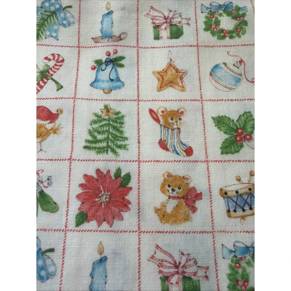 VTG Spring Mills Christmas Baby Animals in Red Blocks Cheater Quilt Pillowcase